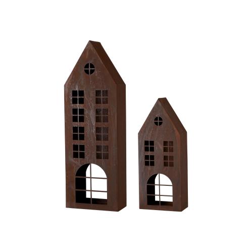 Plåthus - Marsjallholder/Lykt - 2 Størrelser - Rust - 75 cm - 50 cm - www.frokenfraken.se