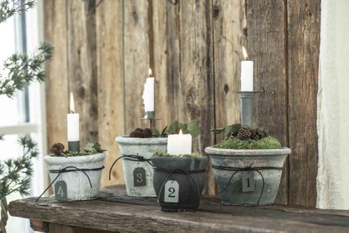 Lys holder - Vintage Hvit - for juletrelys - 15 x 4 cm - www.frokenfraken.se
