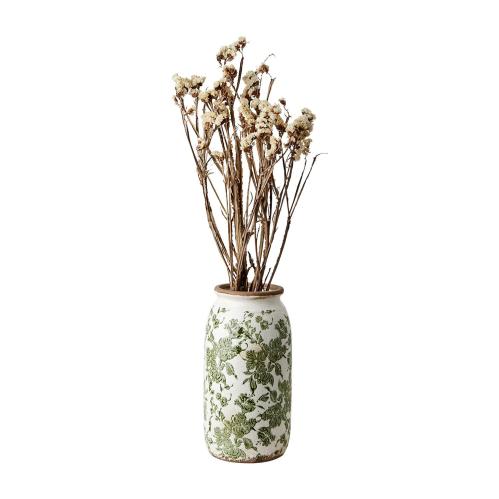 Urna S - Grønn mønstret - Ø11/13 x 25 cm - www.frokenfraken.se