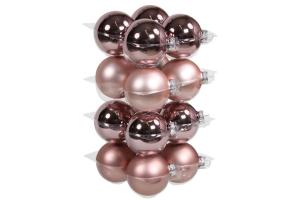 Julkule - Glass - Rosa - 8 cm - 16-pakning - www.frokenfraken.se
