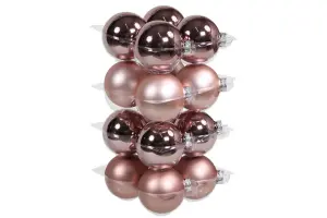 Julkule - Glass - Rosa - 8 cm - 16-pakning - www.frokenfraken.se