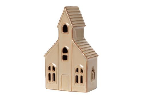 Lyslykt - Hus - Kirke - LED - Beige - 18 cm - www.frokenfraken.se
