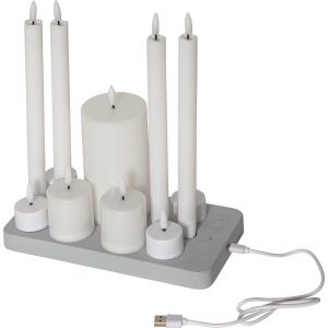 Batterilys - Oppladbart sett - LED - Flamme - www.frokenfraken.se