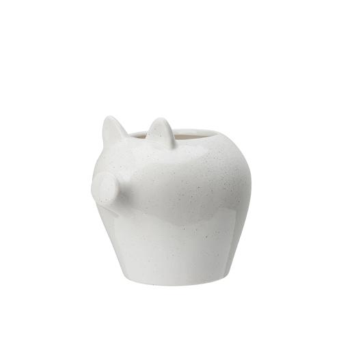 Krukke - Gris - Hvit - 17 x 14 x 15 cm - www.frokenfraken.se