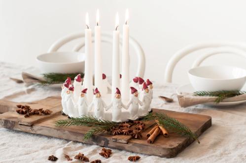 Adventsstake – Tomtering – Hvit - Ø23 x 8,5 cm - www.frokenfraken.se