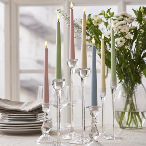 Batterilys - LED - Antikklys - Rosa - 2 pakke - Flamme - 26 cm - Timer - www.frokenfraken.se