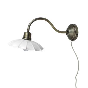 Vegglampe - Hvit/Antikk messing - 39 x Ø20 cm - www.frokenfraken.se