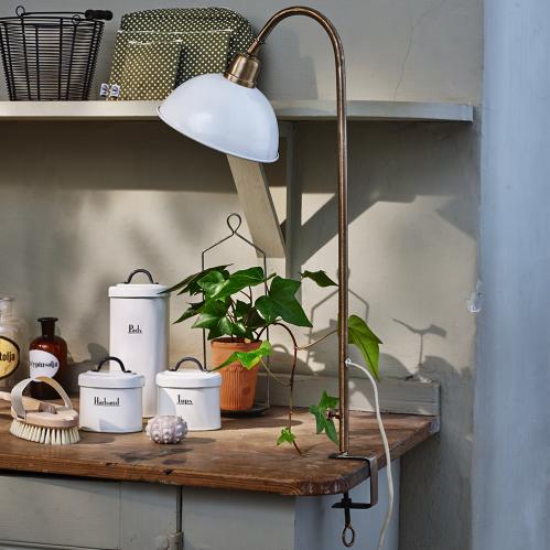 Bordslampe - Antikk Hvit/Messing - 60 x Ø18 cm - www.frokenfraken.se