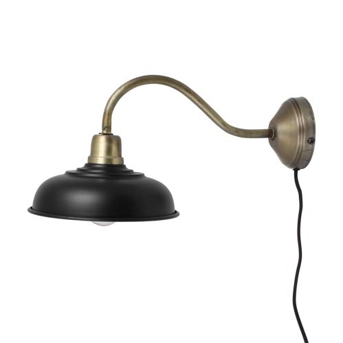 Vegglampe - Svart/Messing - 39 x Ø20 cm - www.frokenfraken.se