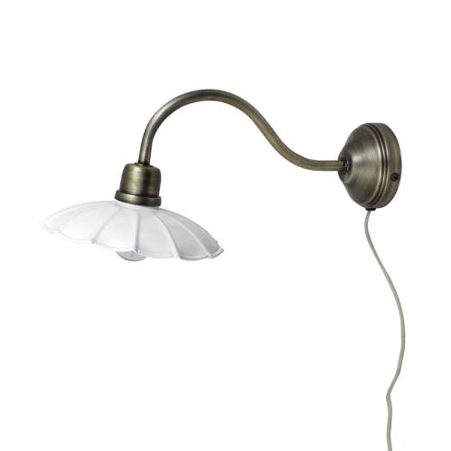 Vegglampe - Hvit/Antikk messing - 39 x Ø20 cm - www.frokenfraken.se