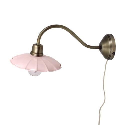 Vegglampe - Rosa/Antikk messing - 39 x Ø20 cm - www.frokenfraken.se