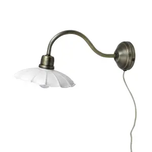 Vegglampe - Hvit/Antikk messing - 39 x Ø20 cm - www.frokenfraken.se