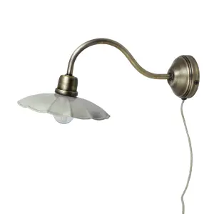 Vegglampe - Mintgrønn/Antikk messing - 39 x Ø20 cm - www.frokenfraken.se
