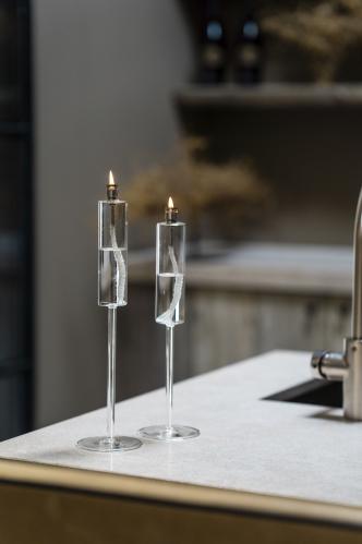 Lysestake - Oljelampe - Glass - 34 cm - www.frokenfraken.se