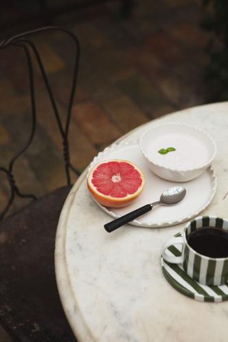 Kopp med fat - Randig - Grön - www.frokenfraken.se