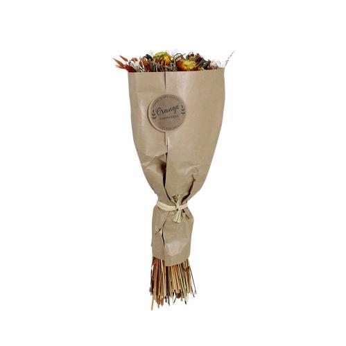 Tørket blomsterbukett - Oransje - 45 cm - www.frokenfraken.se