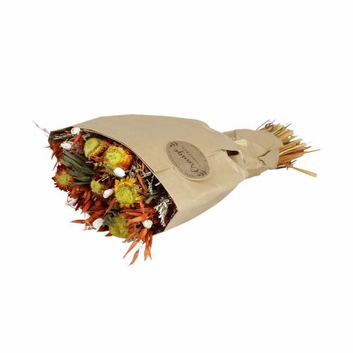 Tørket blomsterbukett - Oransje - 45 cm - www.frokenfraken.se