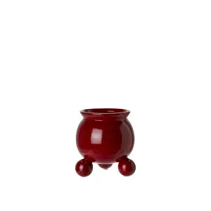 Krukke med kullføtter - Mini - Rød - Ø5,5 x 9 x 10 cm - www.frokenfraken.se