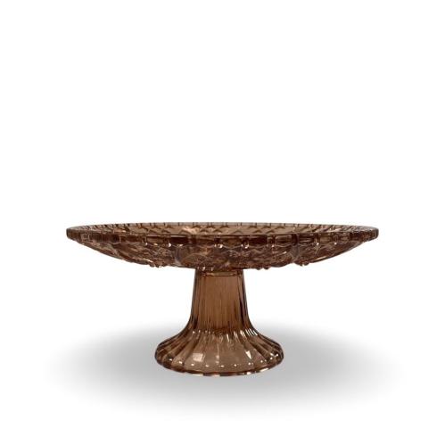 Tårtfat/Kakfat - Glass - Rustbrun - Krystallfølelse - 8,1 x 17,7 cm - www.frokenfraken.se