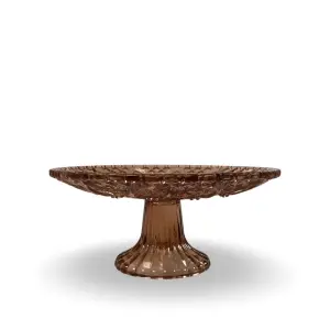 Tårtfat/Kakfat - Glass - Rustbrun - Krystallfølelse - 8,1 x 17,7 cm - www.frokenfraken.se