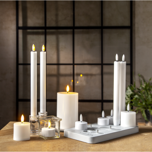 Batterilys - Oppladbart sett - LED - Flamme - www.frokenfraken.se