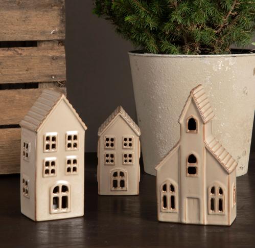 Lyslykt - Hus - Kirke - LED - Beige - 18 cm - www.frokenfraken.se